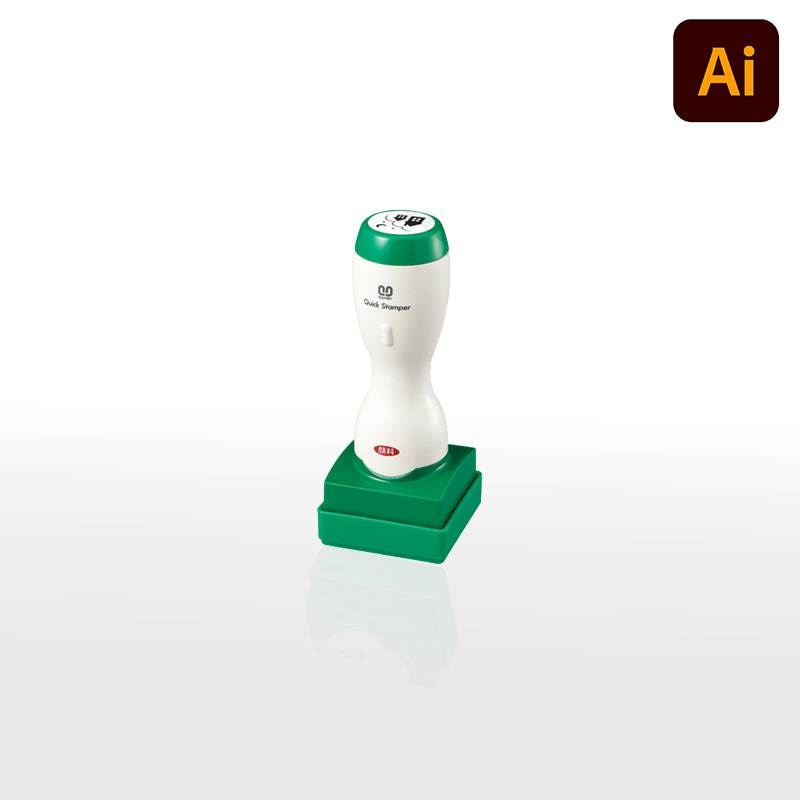 【サンビー】クイックスタンパー 角型 30mm角 長柄タイプ データ入稿タイプ（Bタイプ）社印 角印 会社印 QA-30LB