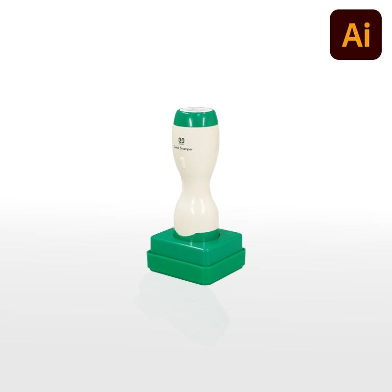 【サンビー】クイックスタンパー 角型 35×40mm角 長柄タイプ データ入稿タイプ（Bタイプ）社印 角印 会社印 QA-3540LB