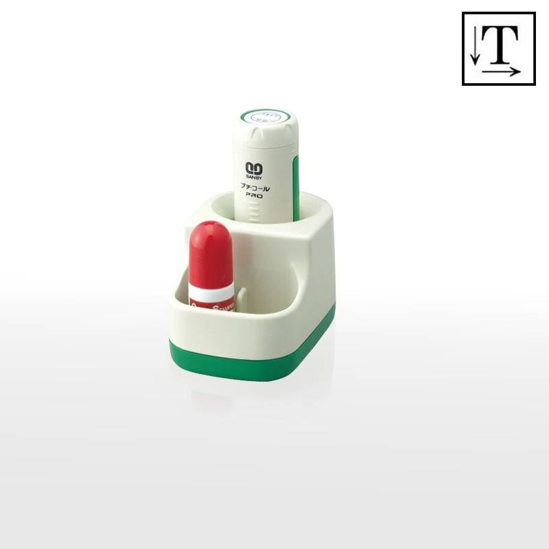 【サンビー】プチコールPRO15 丸型 スタンド式（印面サイズ：15mm丸）テキスト入稿 元号・略西暦タイプ[日付入り/データースタンプ印/会社/ビジネス]