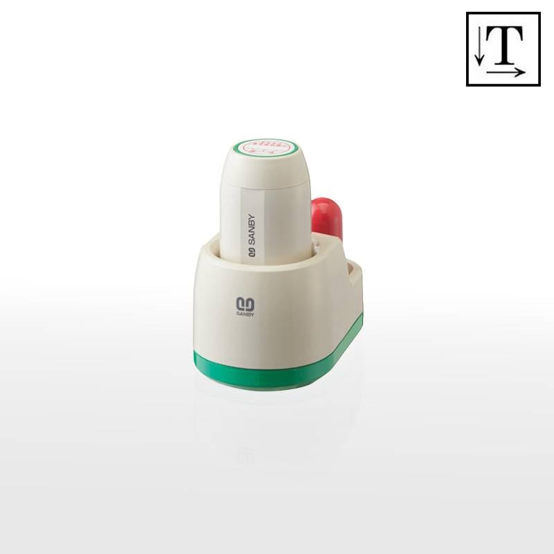 【サンビー】プチコールsmart24 丸型 スタンド式（印面サイズ：24mm丸）テキスト入稿 元号・略西暦タイプ[日付入り/データースタンプ印/会社/ビジネス]