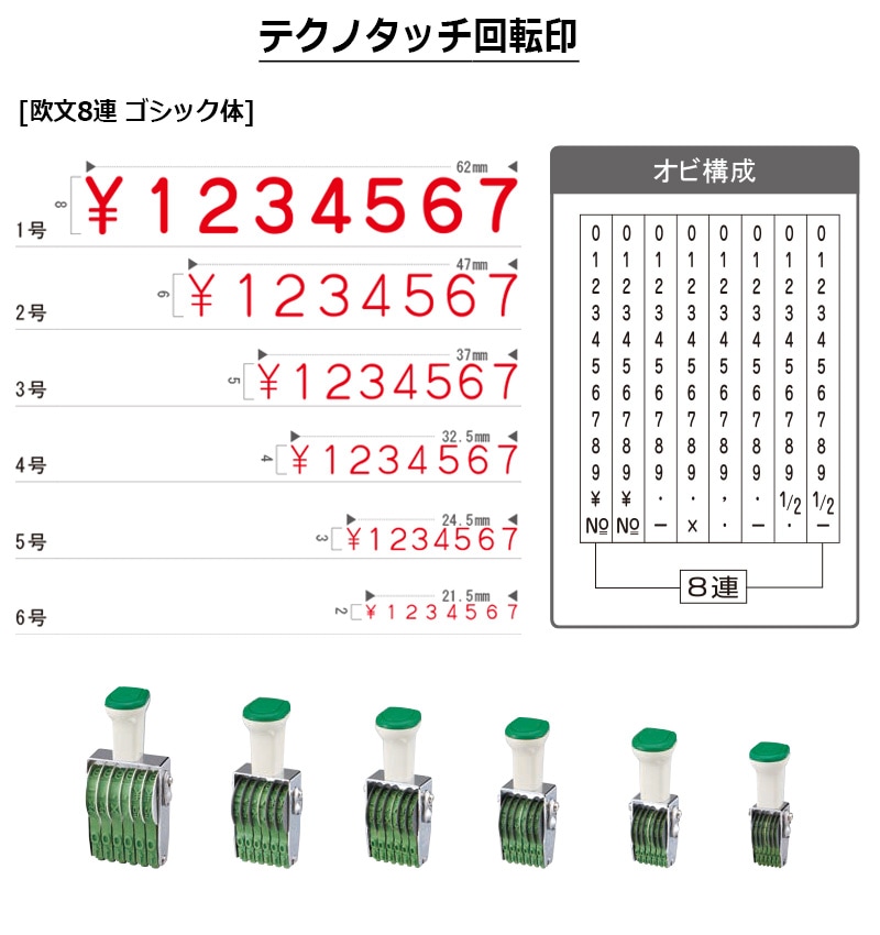 ニコレシピ　スタンプ　8点　5️⃣ Amazon.com : Kokuyo endless number stamp set IS-105 (japan