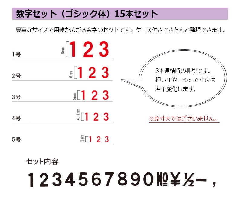 【サンビー】エンドレススタンプ 数字セット（ゴシック体）15本セット (1号) はんこ スタンプ