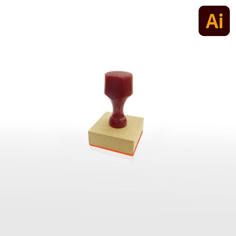 オーダーメイド印 木台ゴム印 赤ゴム 黒ゴム（印面サイズ：50×50mm）データ入稿タイプ イラストレーター