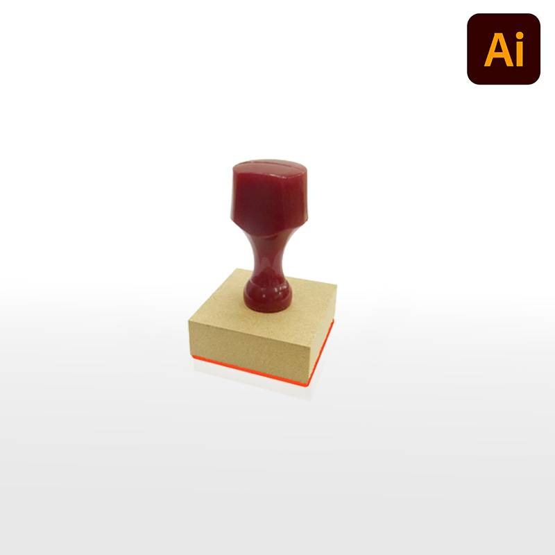 オーダーメイド印 木台ゴム印 赤ゴム 黒ゴム（印面サイズ：80×80mm）データ入稿タイプ イラストレーター