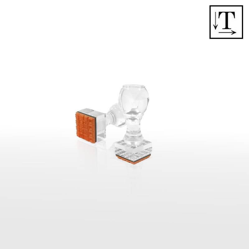 オーダーメイド印 アクリル台ゴム印 正方形型 赤ゴム 黒ゴム トップスター台（印面サイズ：20×20mm）テキスト入稿タイプ