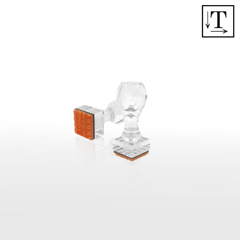 オーダーメイド印 アクリル台ゴム印 正方形型 赤ゴム 黒ゴム トップスター台（印面サイズ：25×25mm）テキスト入稿タイプ