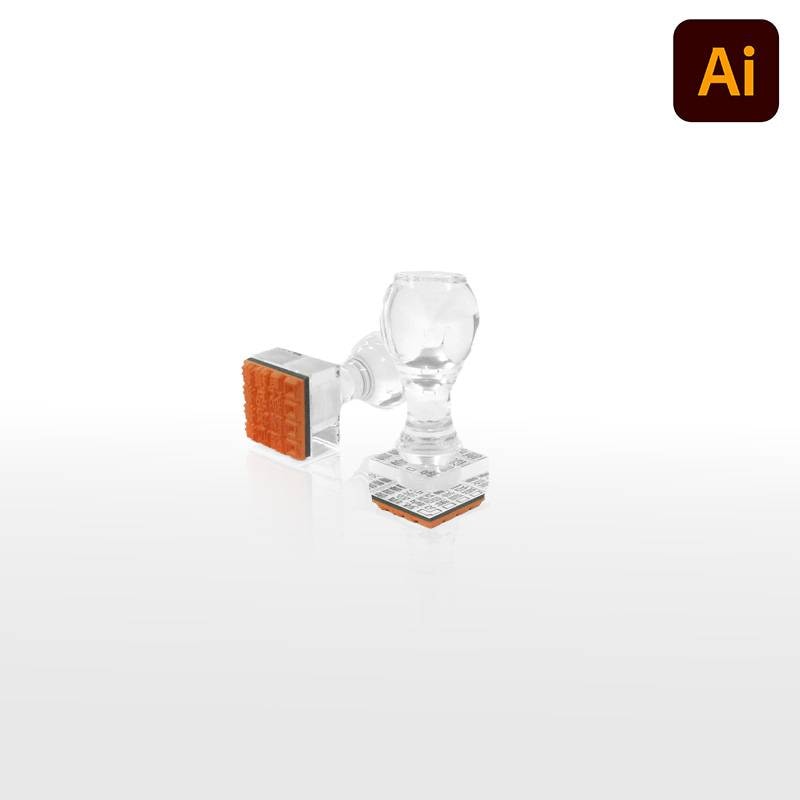 オーダーメイド印 アクリル台ゴム印 正方形型 赤ゴム 黒ゴム トップスター台（印面サイズ：20×20mm）データ入稿タイプ