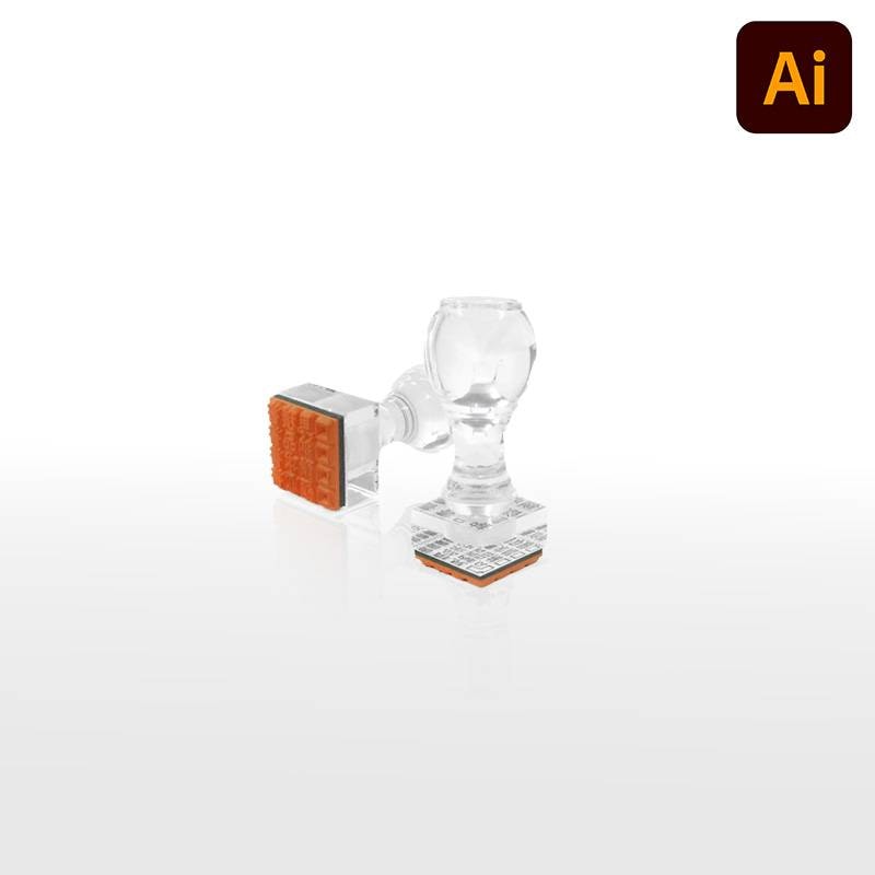 オーダーメイド印 アクリル台ゴム印 正方形型 赤ゴム 黒ゴム トップスター台（印面サイズ：25×25mm）データ入稿タイプ