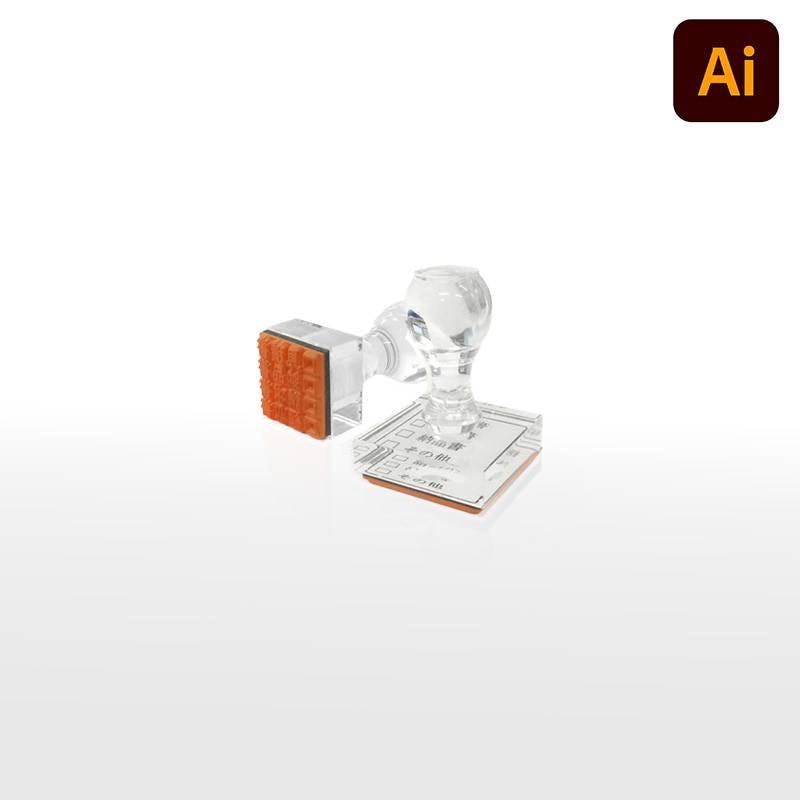 オーダーメイド印 アクリル台ゴム印 正方形型 赤ゴム 黒ゴム トップスター台（印面サイズ：30×30mm）データ入稿タイプ