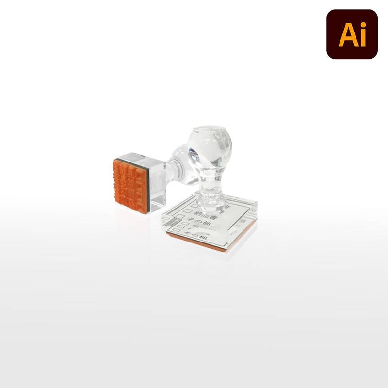 オーダーメイド印 アクリル台ゴム印 正方形型 赤ゴム 黒ゴム トップスター台（印面サイズ：35×35mm）データ入稿タイプ