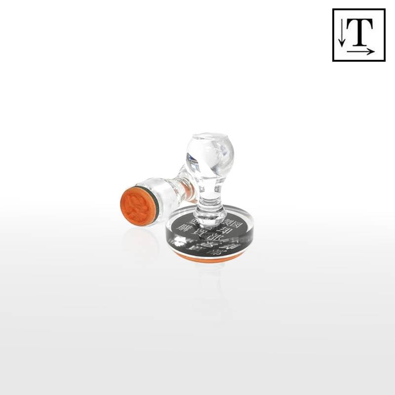 オーダーメイド印 アクリル台ゴム印 丸型 赤ゴム 黒ゴム トップスター台（印面サイズ：40mm丸）テキスト入稿タイプ