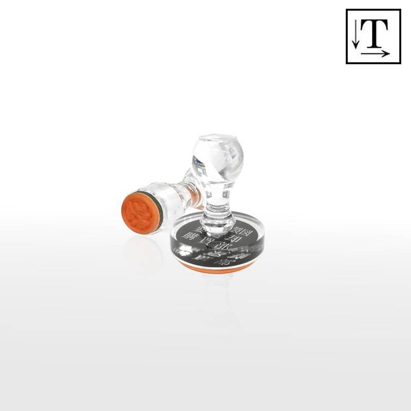 オーダーメイド印 アクリル台ゴム印 丸型 赤ゴム 黒ゴム トップスター台（印面サイズ：45mm丸）テキスト入稿タイプ