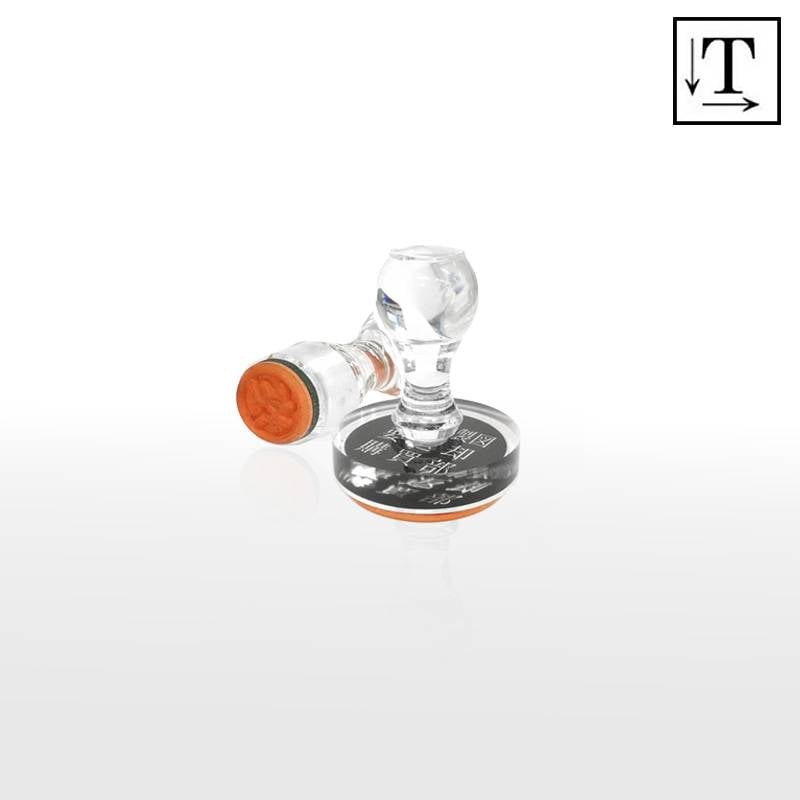 オーダーメイド印 アクリル台ゴム印 丸型 赤ゴム 黒ゴム トップスター台（印面サイズ：50mm丸）テキスト入稿タイプ