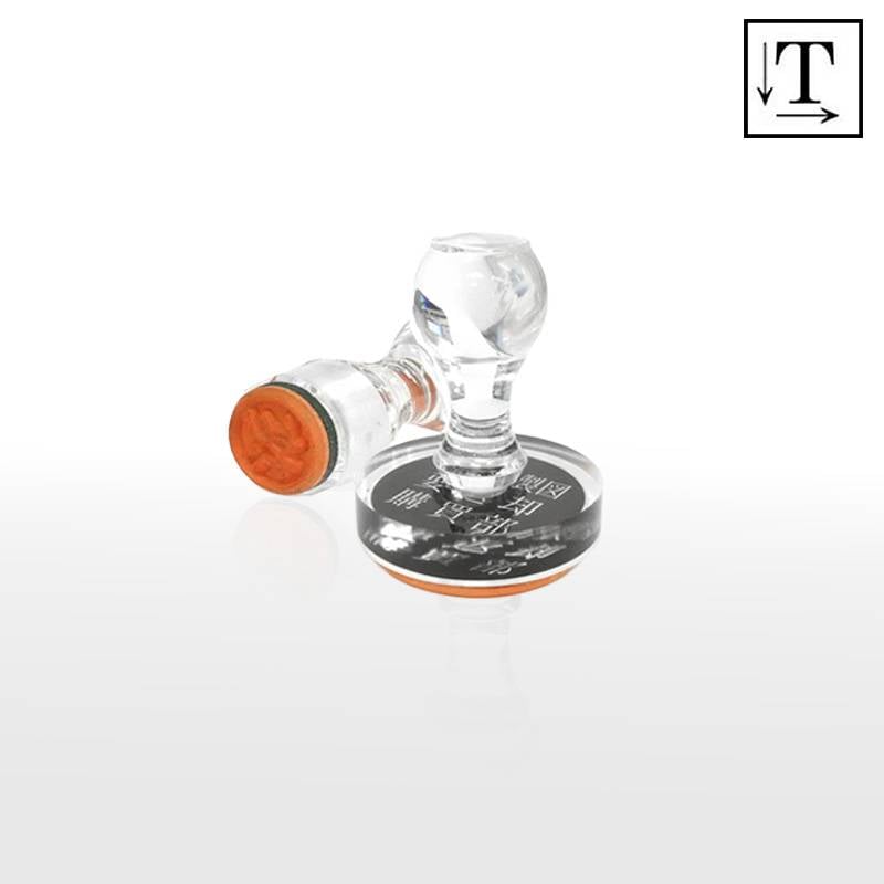 オーダーメイド印 アクリル台ゴム印 丸型 赤ゴム 黒ゴム トップスター台（印面サイズ：80mm丸）テキスト入稿タイプ