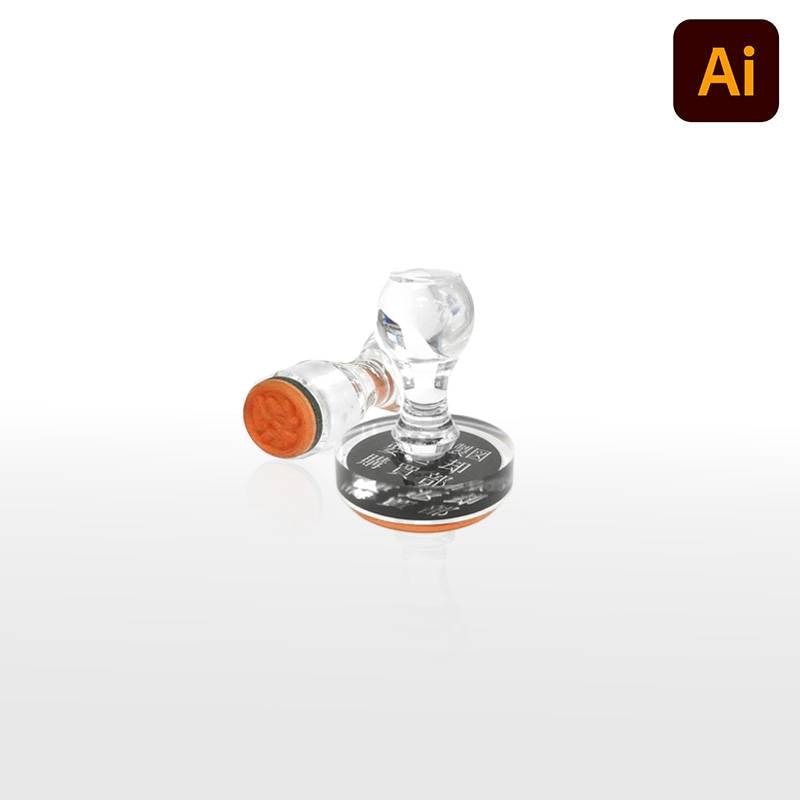 オーダーメイド印 アクリル台ゴム印 丸型 赤ゴム 黒ゴム トップスター台（印面サイズ：40mm丸）データ入稿タイプ