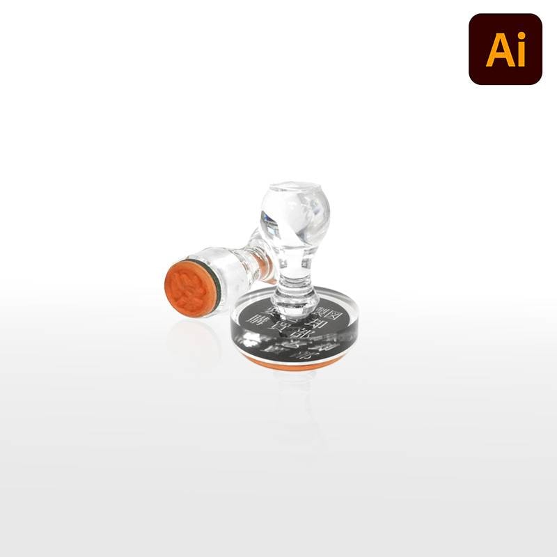 オーダーメイド印 アクリル台ゴム印 丸型 赤ゴム 黒ゴム トップスター台（印面サイズ：45mm丸）データ入稿タイプ