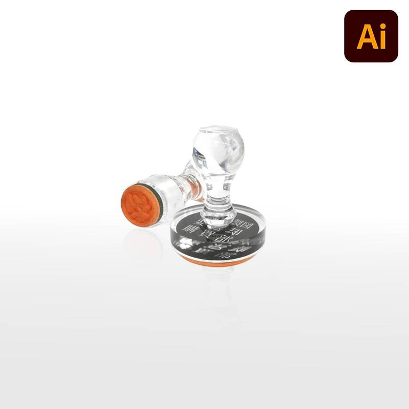 オーダーメイド印 アクリル台ゴム印 丸型 赤ゴム 黒ゴム トップスター台（印面サイズ：50mm丸）データ入稿タイプ