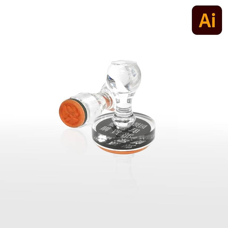 オーダーメイド印 アクリル台ゴム印 丸型 赤ゴム 黒ゴム トップスター台（印面サイズ：80mm丸）データ入稿タイプ