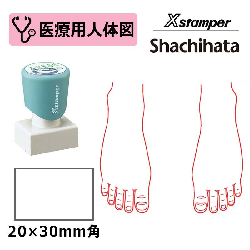 【シヤチハタ】医療用人体図（足の甲） Xスタンパー 角型印 2030号 ( 印面サイズ:20×30mm )  医療・病院・看護師・ナース・整体師 はんこ スタンプ