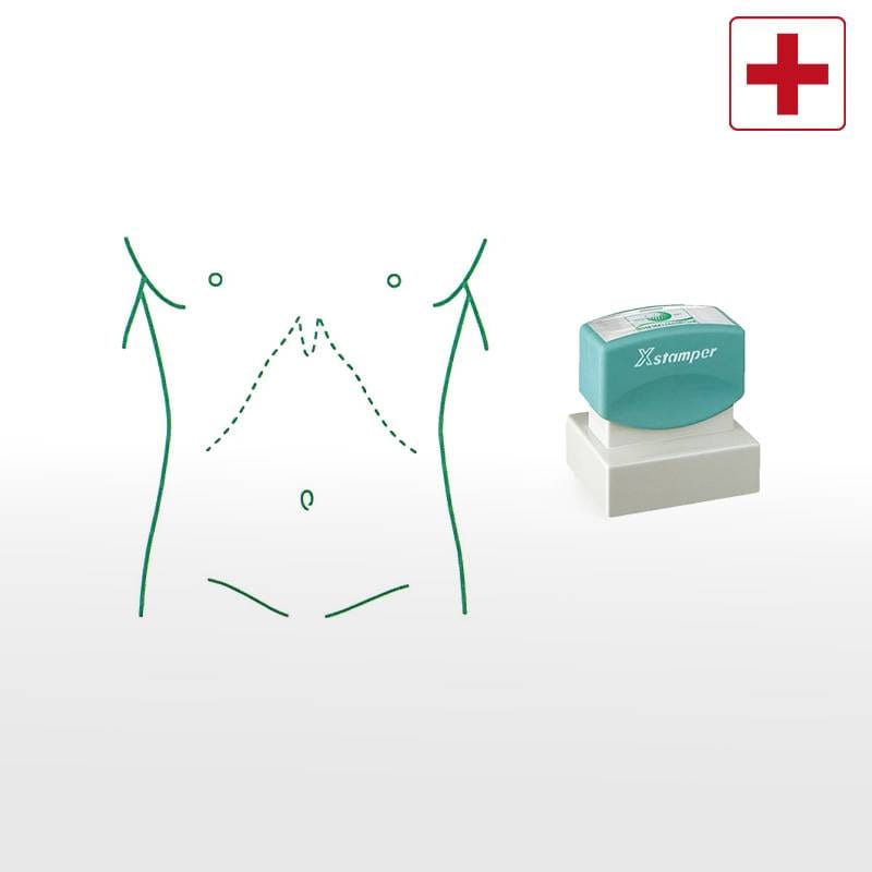 【シヤチハタ】医療用人体図（胴体） Xスタンパー 角型印 4050号 ( 印面サイズ:40×50mm )  医療・病院・看護師・ナース・整体師 はんこ スタンプ