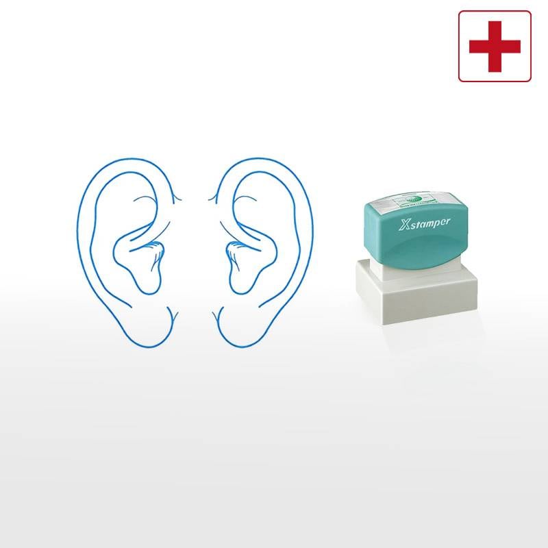 【シヤチハタ】医療用人体図（耳） Xスタンパー 角型印 4050号 ( 印面サイズ:40×50mm )  医療・病院・看護師・ナース・整体師 はんこ スタンプ