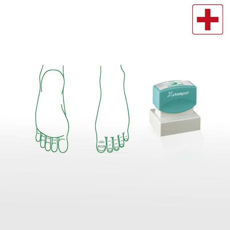 【シヤチハタ】医療用人体図（左足） Xスタンパー 角型印 4050号 ( 印面サイズ:40×50mm )  医療・病院・看護師・ナース・整体師 はんこ スタンプ