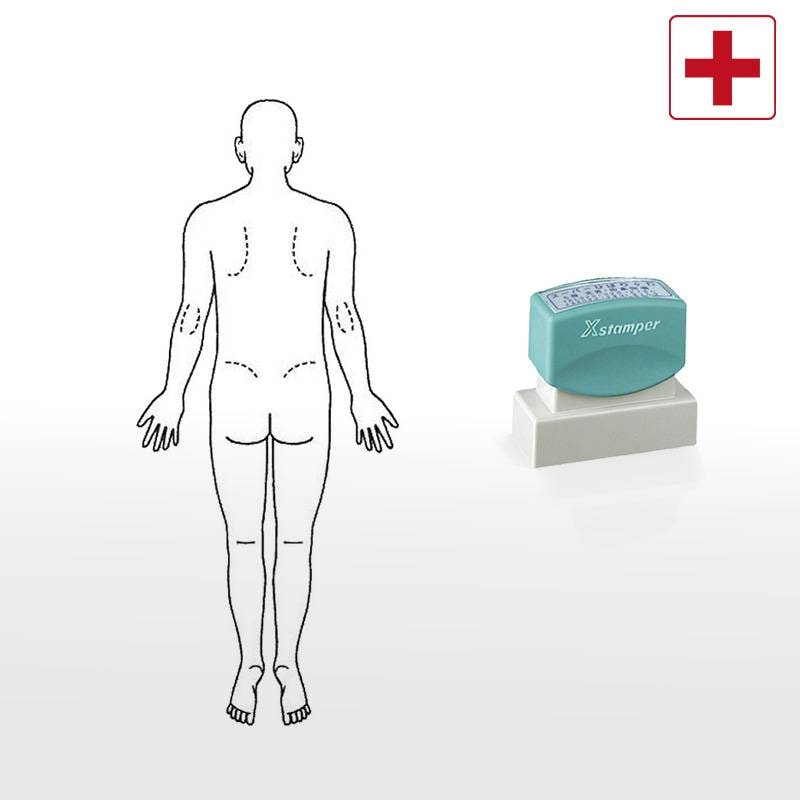 【シヤチハタ】医療用人体図 全身（男性背面） Xスタンパー 角型印 2060号 ( 印面サイズ:20×60mm )  医療・病院・看護師・ナース・整体師 はんこ スタンプ