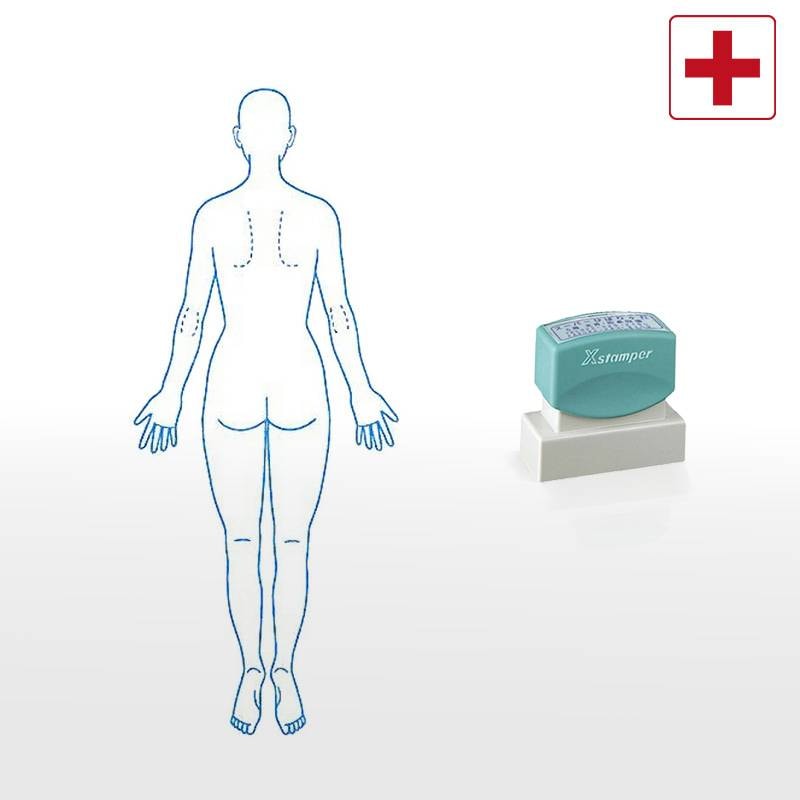 【シヤチハタ】医療用人体図 全身（女性背面） Xスタンパー 角型印 2060号 ( 印面サイズ:20×60mm )  医療・病院・看護師・ナース・整体師 はんこ スタンプ