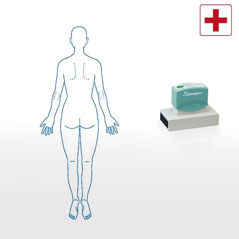 【シヤチハタ】医療用人体図 全身（女性背面） Xスタンパー 角型印 40100号 ( 印面サイズ:40×100mm ) 医療・病院・看護師・ナース・整体師 はんこ スタンプ