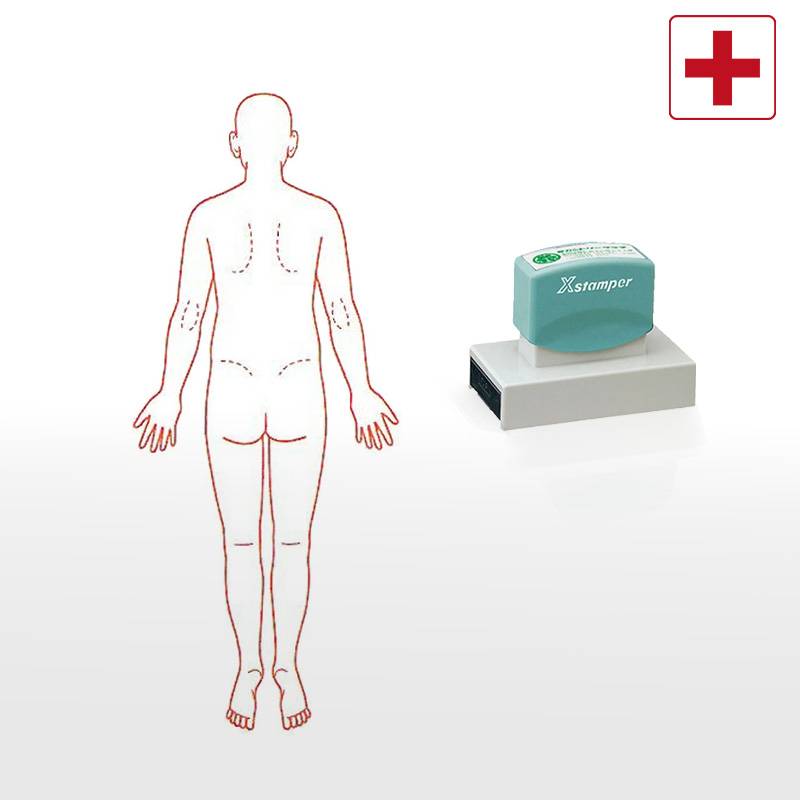 【シヤチハタ】医療用人体図 全身（背面） Xスタンパー 角型印 40100号 ( 印面サイズ:40×100mm ) 医療・病院・看護師・ナース・整体師 はんこ スタンプ