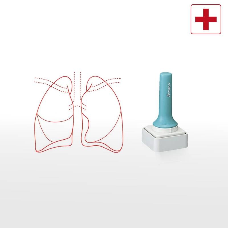 【シヤチハタ】医療用人体図（肺） Xスタンパー 角型印 特角50号 5050号 ( 印面サイズ:50×50mm )医療・病院・看護師・ナース はんこ スタンプ