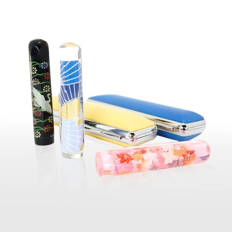 【Pretty Hanko】プリティーはんこ　和柄　カラー印鑑  印面サイズ12mm 選べる印鑑ケース付