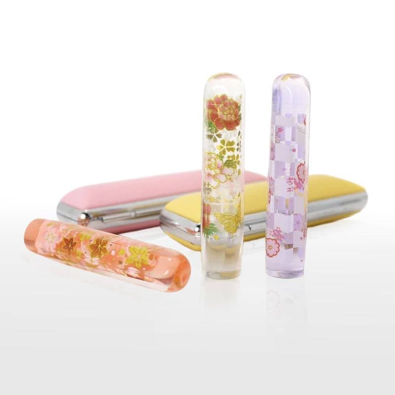 【Pretty Hanko】プリティーはんこ　花柄　カラー印鑑 印面サイズ12mm 選べる印鑑ケース付