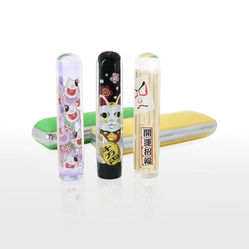 【Pretty Hanko】プリティーはんこ　開運柄　カラー印鑑 印面サイズ12mm 選べる印鑑ケース付