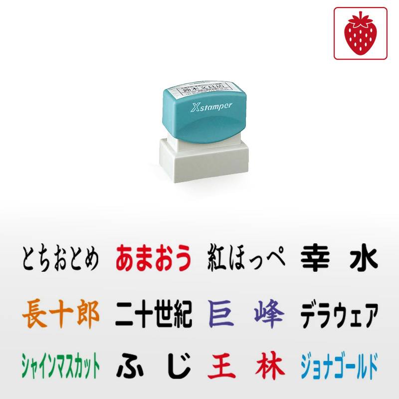 シヤチハタ 角型印 果物品種表示用スタンプ 2651号 (印面サイズ:26×51mm) 果樹/いちご/梨/ぶどう/りんご/みかん/メロン/すいか/バナナ/キウイ/桃
