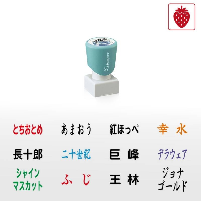 シヤチハタ 角型印 果物品種表示用スタンプ 2020号 (印面サイズ：20×20mm) 果樹/いちご/梨/ぶどう/りんご/みかん/メロン/すいか/バナナ/キウイ/桃