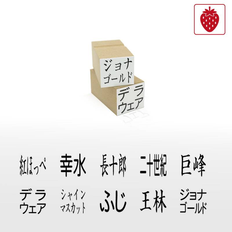 果物品種表示用スタンプ ゴム印 角型印（印面サイズ：30×30mm）果樹/いちご/梨/ぶどう/りんご/みかん/メロン/すいか/バナナ/キウイ/桃