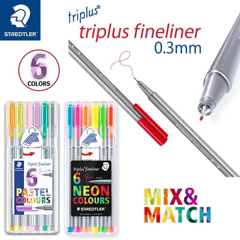 【STAEDTLER】ステッドラー トリプラス ファインライナー・細書き 水性ペン 0.3mm 6色セット カラーペン