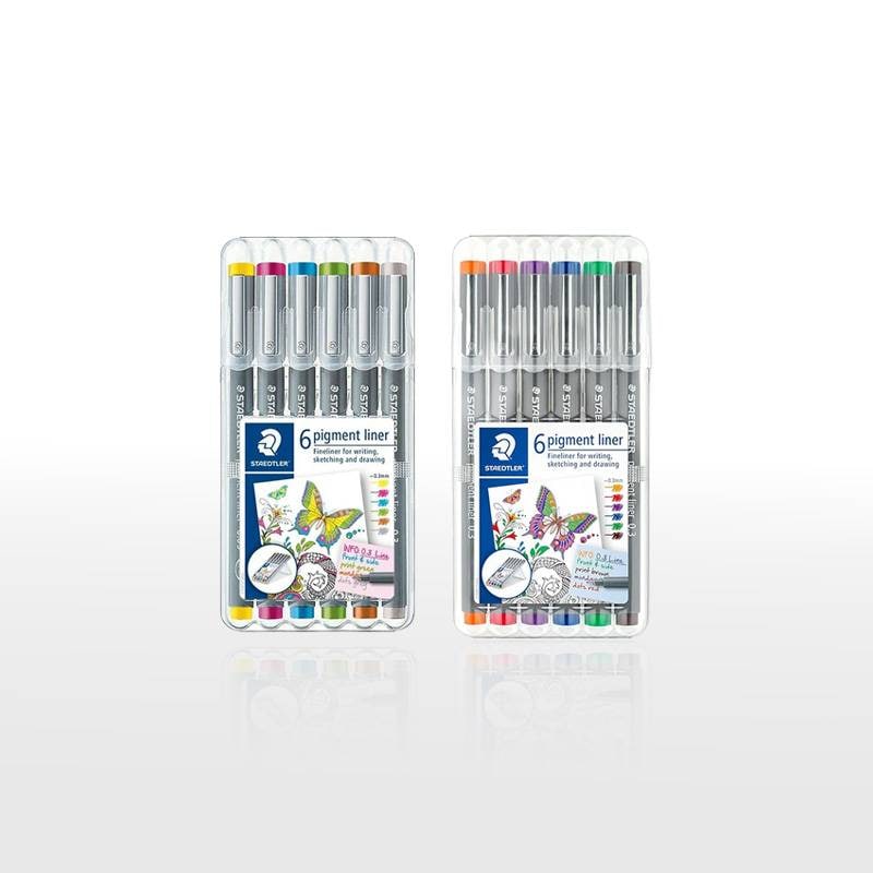 【STAEDTLER】ステッドラー ピグメントライナー・細書きペン 0.3mm/0.5mm 6色セット カラーペン