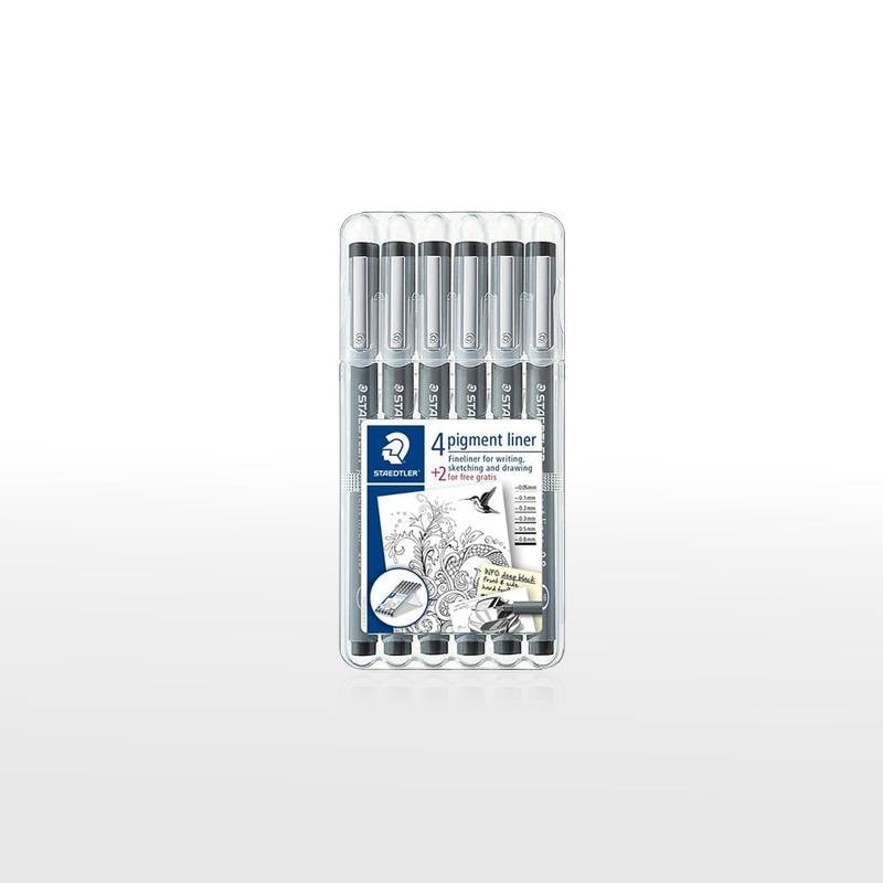 【STAEDTLER】ステッドラー ピグメントライナー・細書きペン 6サイズ 6本セット ドローイングペン 水性ペン