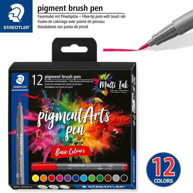 【STAEDTLER】ステッドラー 水性ペン ピグメントブラッシュペン 12色 1セット 371 C12-1 筆ペン カラーペン