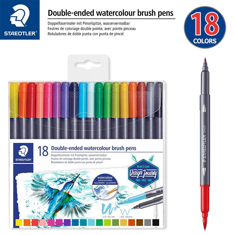 【STAEDTLER】ステッドラー マルスグラフィックDUO ブラッシュペン 18色 3001 TB18 筆ペン カラーペン