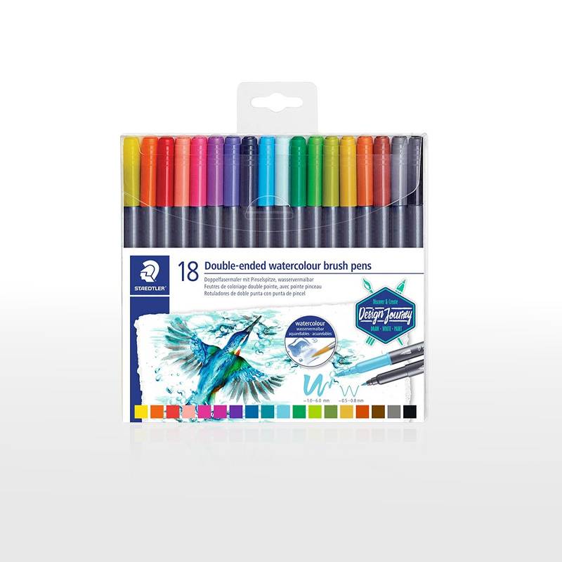 【STAEDTLER】ステッドラー マルスグラフィックDUO ブラッシュペン 18色 3001 TB18 筆ペン カラーペン