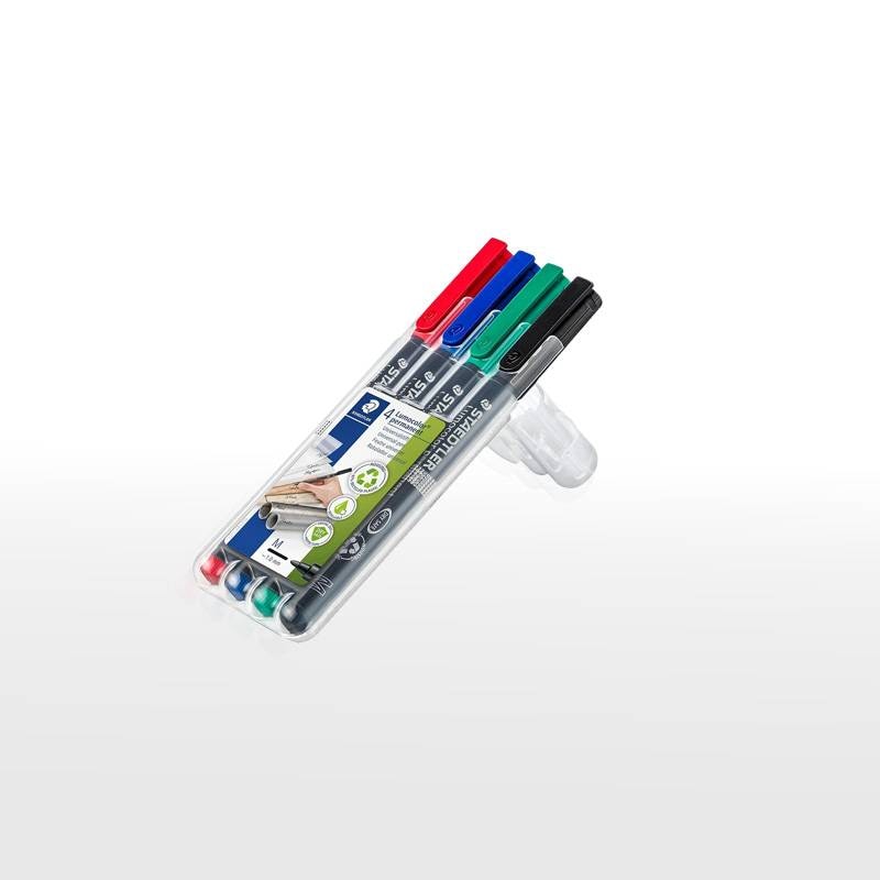 【STAEDTLER】ステッドラー ルモカラーペン 油性ペン 4色セット サインペン マーキングペン