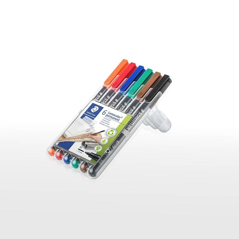 【STAEDTLER】ステッドラー ルモカラーペン 油性ペン 6色セット サインペン マーキングペン