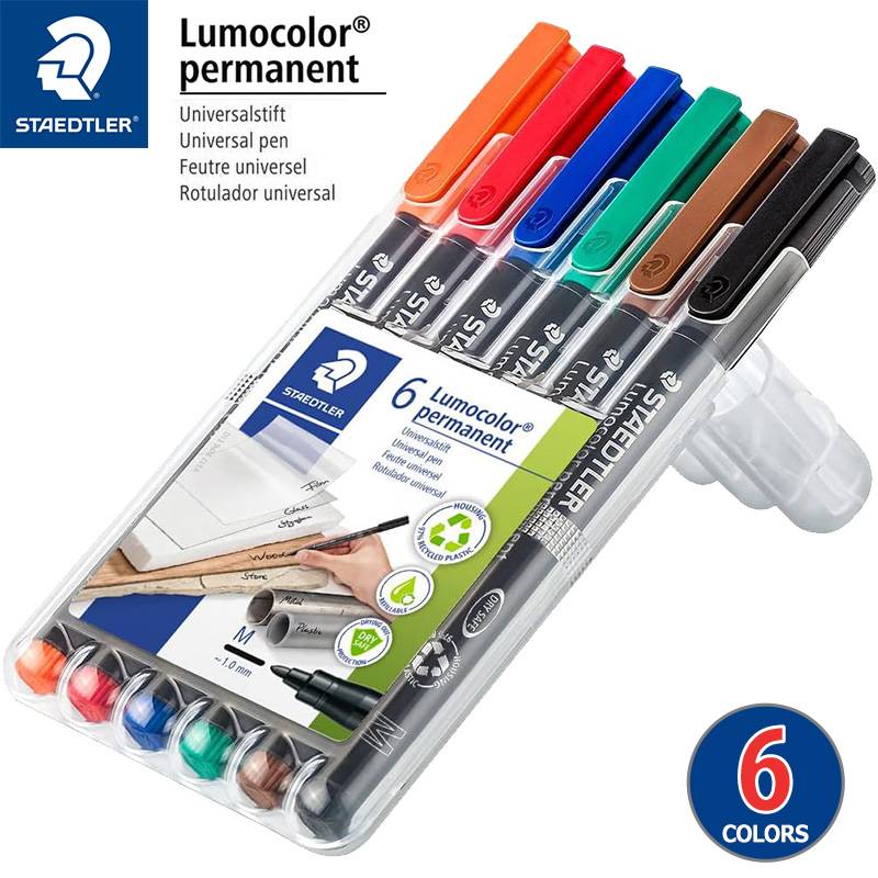 【STAEDTLER】ステッドラー ルモカラーペン 油性ペン 6色セット サインペン マーキングペン