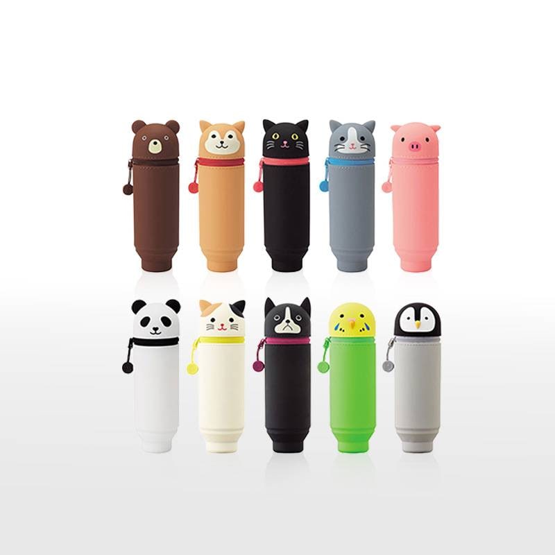 【LIHIT LAB】リヒトラブ SMART FIT PuniLabo シリコン スタンドペンケース A-7712 筆箱 動物