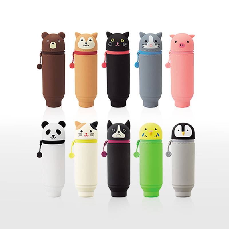 【LIHIT LAB】リヒトラブ SMART FIT PuniLabo シリコン スタンドペンケース （BIGサイズ）A-7714 筆箱 動物