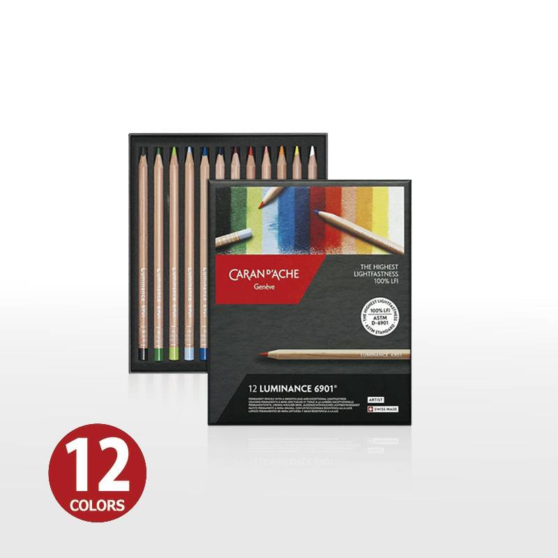 【Caran d'Ache】カランダッシュ ルミナンス 油性色鉛筆 12色セット 紙箱入 6901-712 正規輸入品