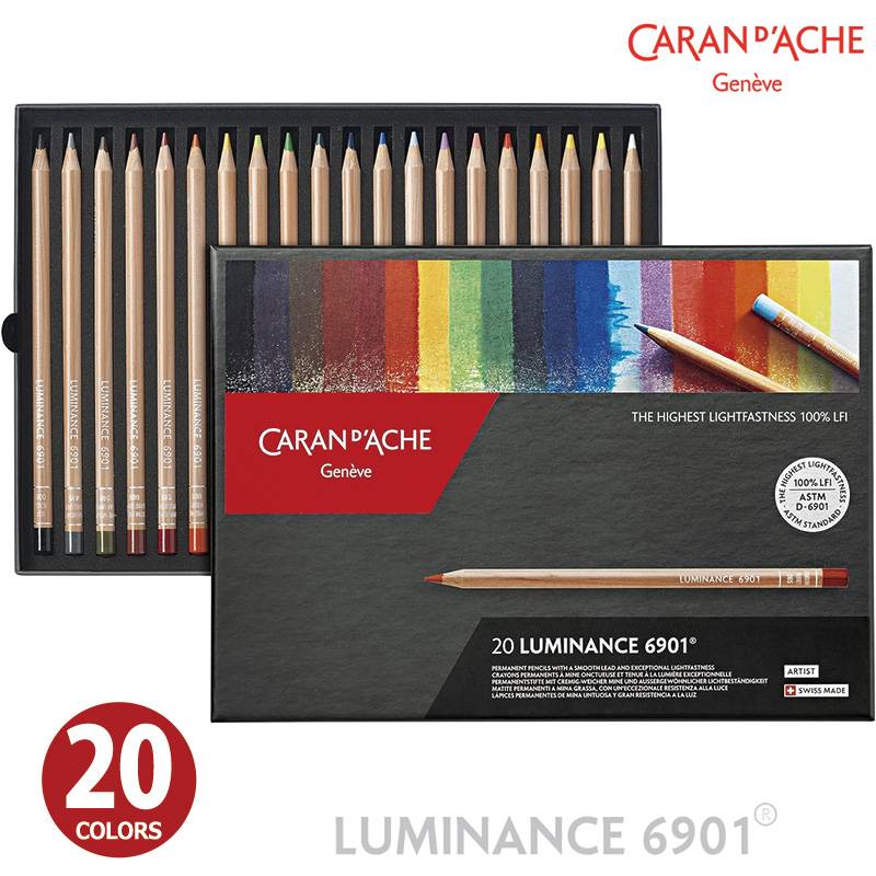【Caran d'Ache】カランダッシュ ルミナンス 油性色鉛筆 20色セット 紙箱入 6901-720 正規輸入品